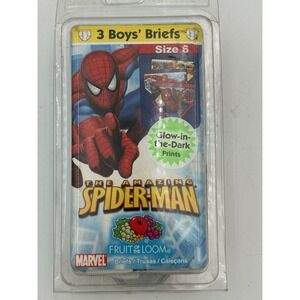 Vintage 2007 Fruit Of The Loom Funpals Spider-Man Glow Boys Briefs Size 6 Sealed